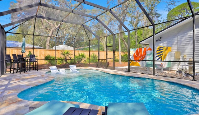 Renovated home with private pool, patio, outdoor fireplace, & grill in St. Augustine
